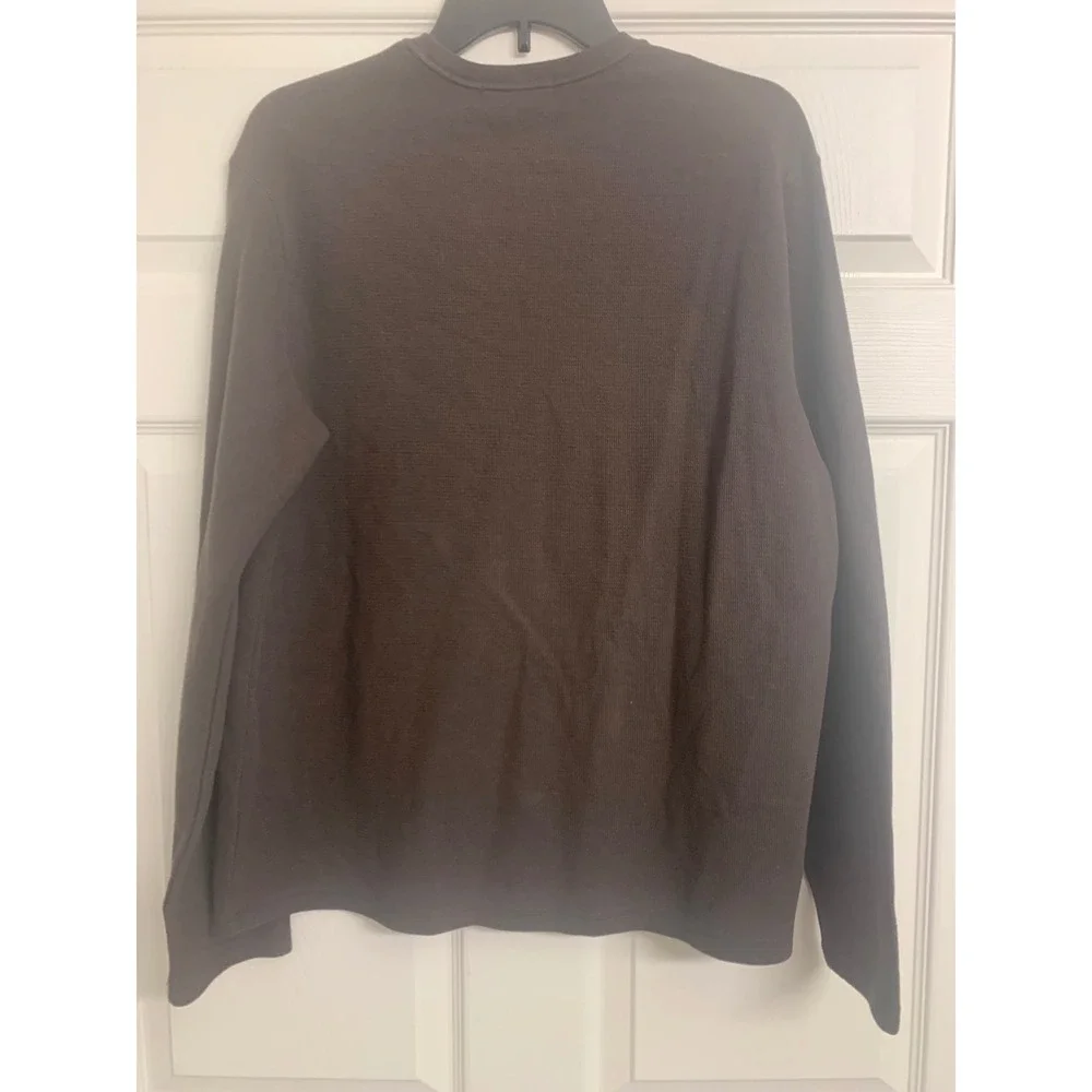 Banana Republic Brown Cotton Blend Crewneck Knit Henley Sweater Size M